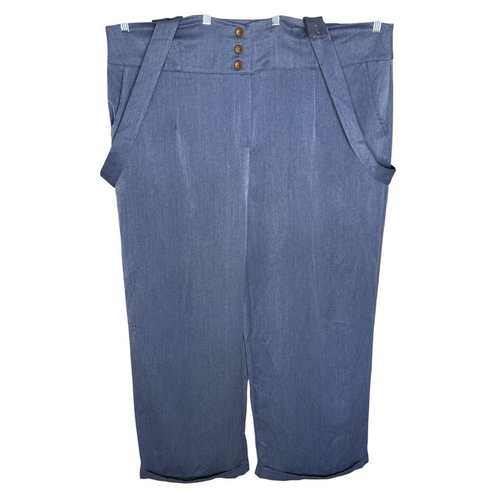 Unique Vintage Royal Monk Blue Gray Cuffed Dress Pants With Suspenders 4XL NWOT